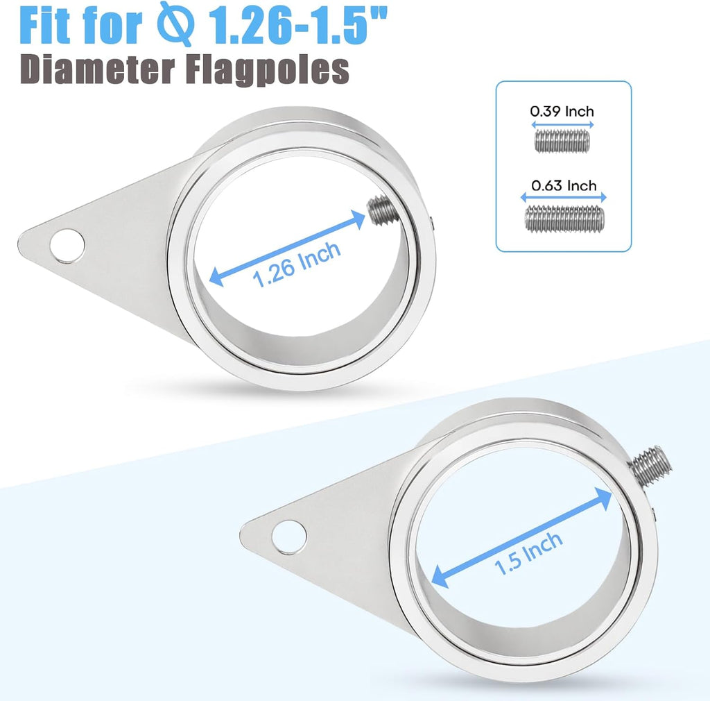 1.5" Flag Pole Rings, 2 Pcs Aluminum Alloy Spinning Flag Pole Ring Clips Swivels, 360° Rotating Anti Wrap Flagpole Ring Hardware with Stainless Steel Carabiners for 1.26-1.5" Diameter