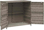 Grey Outdoor Storage Cabinet for Patio and Garden with 4 Shelves, Durable PE Rattan Construction, Weather Resistant Design, Ample Space for Cushions and Supplies