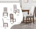 CIMOTA Mid Century Modern Dining Chairs Set of 6, Farmhouse Upholstered Dining Room Chairs Comfortable Kitchen Side Chairs with High Back/Natural Solid Wood Frame, Linen Beige