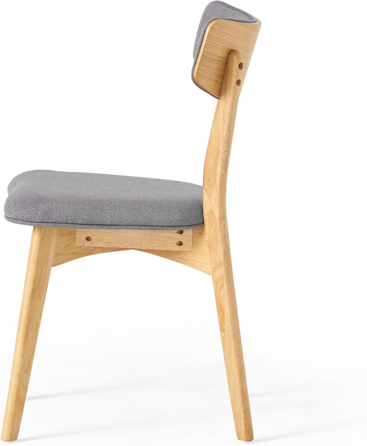 Dining Chairs Set of 2, Mid-Century Modern Upholstered Armless Chair w/Seat Cushion, Padded Backrest, Oak/Dark Grey