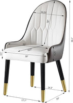 Modern Dining Chairs Set of 2, PU Cushion Accent Side Leisure Chairs with Mid Back, Upholstered Kitchen Chairs with Metal Legs for Living Room, Dining Room