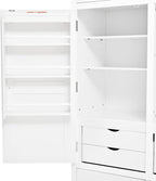 74.8" Tall Kitchen Pantry Cabinet with 4 Doors 6 Drawers 4 Pull-Out Trays, Freestanding Kitchen Cabinet Organizer for Dining Room Living Room, Pantry Cabinets for Kitchen Storage(White)