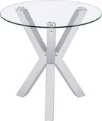 Coaster Home Furnishings Kenzie Round Tempered Glass Top End Side Table Chrome