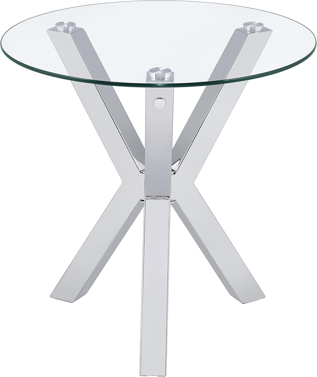 Coaster Home Furnishings Kenzie Round Tempered Glass Top End Side Table Chrome