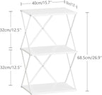3-Tier End Table Small Side Table Tall Bedside Night Stand with Storage Sofa Side desks for Living Room Bedroom Office Bathroom Small Space White ET-03W