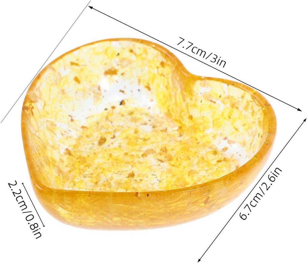 Candle Holder Decorative Bowl Heart Shaped Resin and Crystal with Sturdy Build and Unique Texture, Versatile Usage Natural Candle Decor Accent for Bedroom and Office