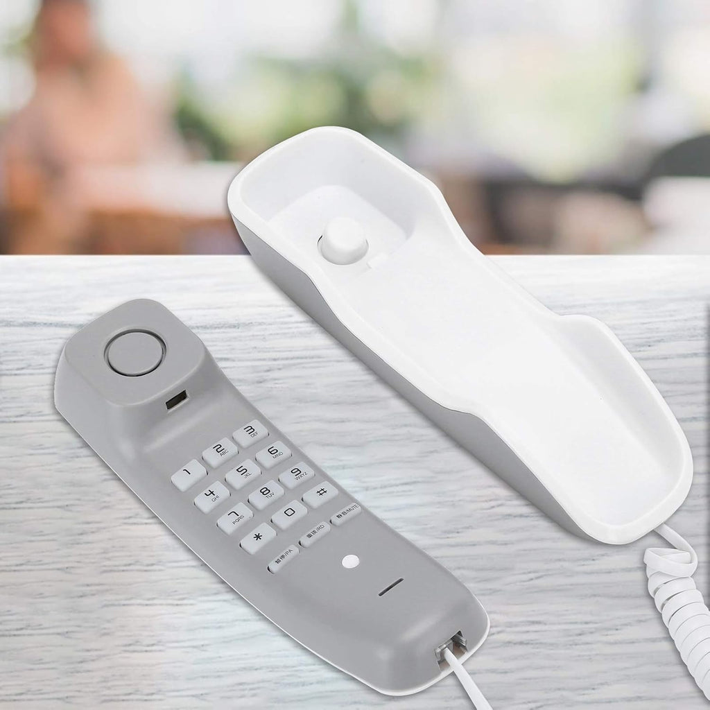 Upgrade A061 White Table Wall Mounting Extension Telephone Corded Phone Desk Phone with One Key Re Dial Save Space for Home Business