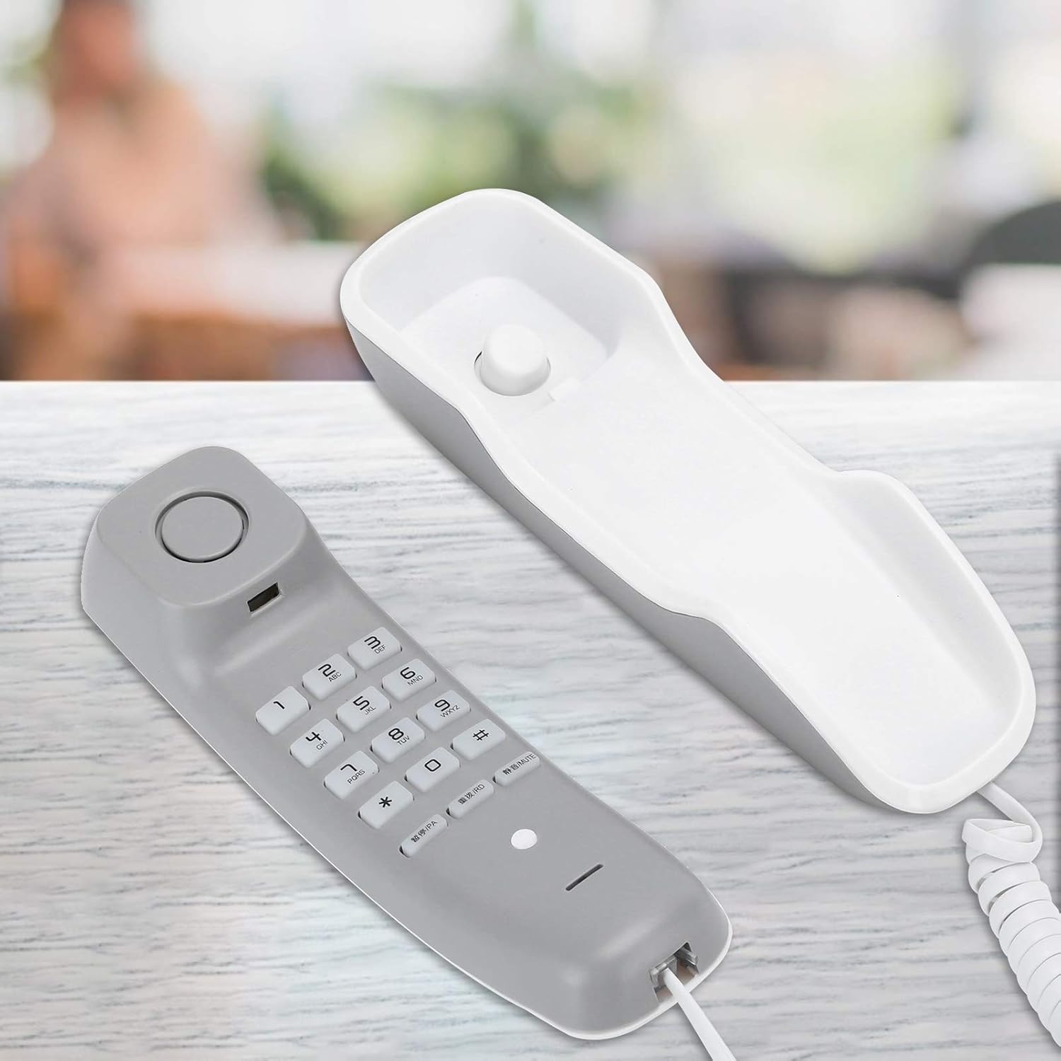 Upgrade A061 White Table Wall Mounting Extension Telephone Corded Phone Desk Phone with One Key Re Dial Save Space for Home Business