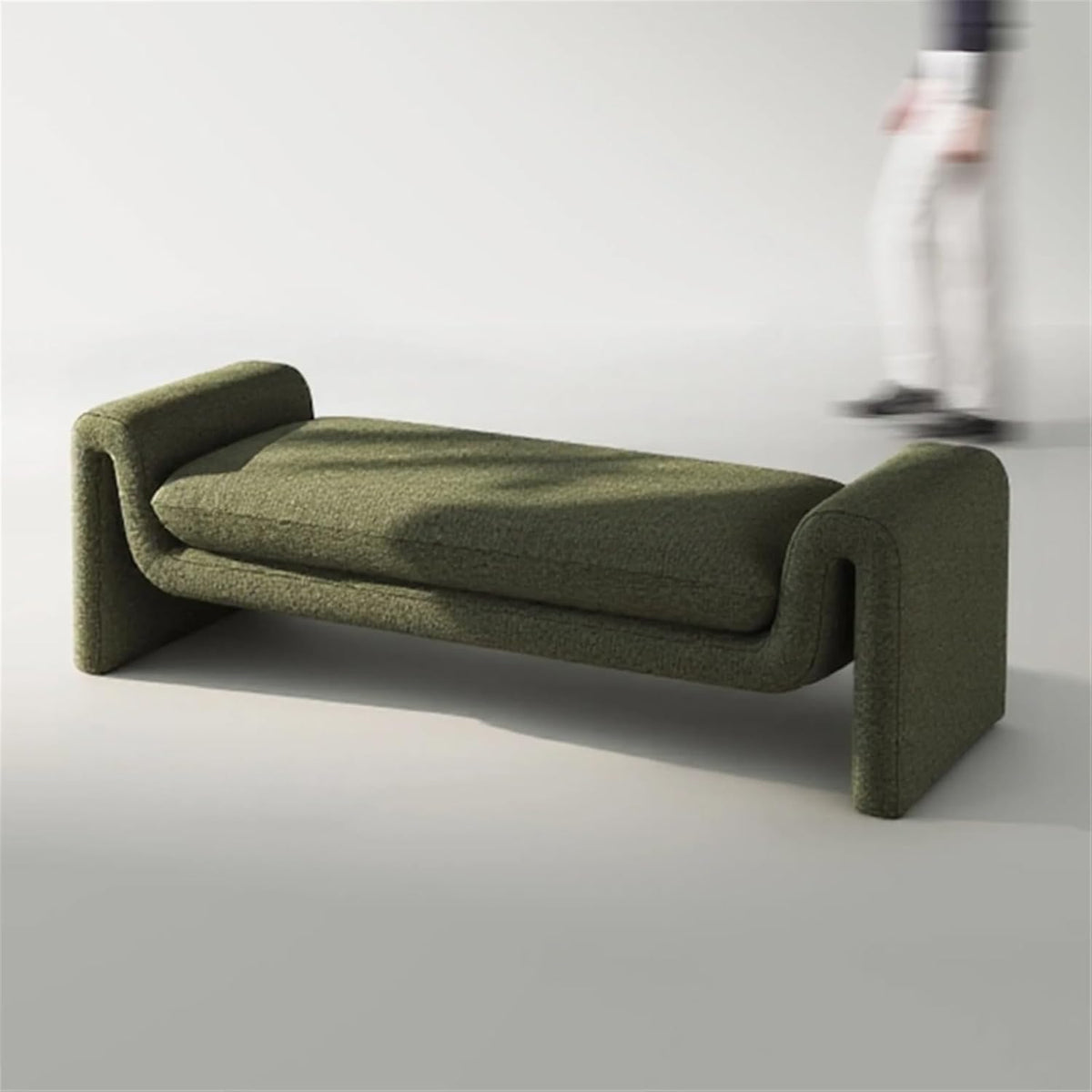 Modern Dark Green Bed End Stool Retro Style Walk-in Closet Clothes and Shoe Changing Sofa Bedroom Bench Entryway(XL)