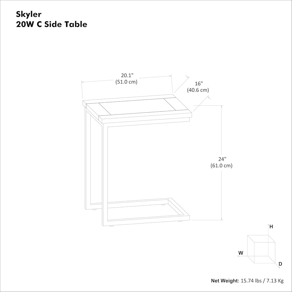 SIMPLIHOME Skyler C-Side Table - 16 inch Wide Solid Mango Wood and Metal Slide-Under Table in Walnut Brown, Industrial Accent Table or End Table for Living Room with Open Frame Design, Assembled
