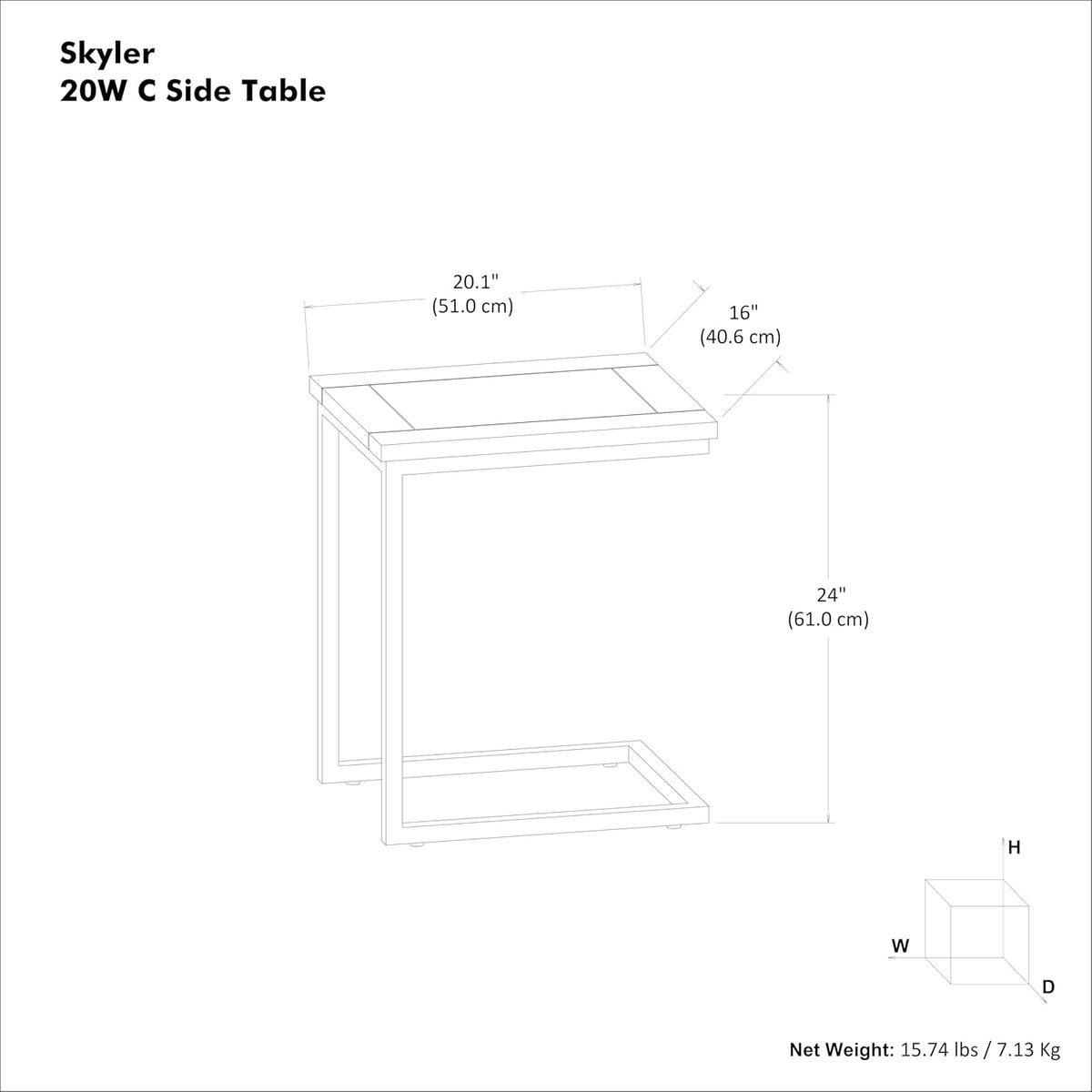 SIMPLIHOME Skyler C-Side Table - 16 inch Wide Solid Mango Wood and Metal Slide-Under Table in Walnut Brown, Industrial Accent Table or End Table for Living Room with Open Frame Design, Assembled