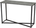 Household Essentials Slate Concrete Top Console Table with Black Iron Base