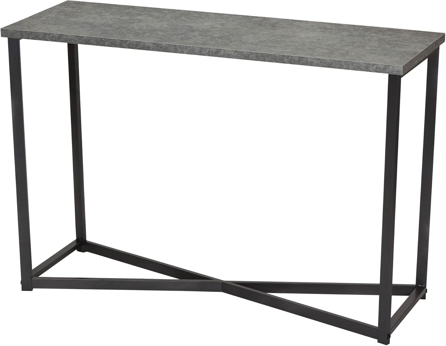 Household Essentials Slate Concrete Top Console Table with Black Iron Base