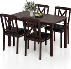 Giantex 5-Piece Dining Table Set for 4, 47" Rectangular Kitchen Table & 4 Chairs with Rubber Wood Legs, Upholstered Seat, Space-Saving Dinette Set for Small Spaces, Living Room, Apartment, Restaurant