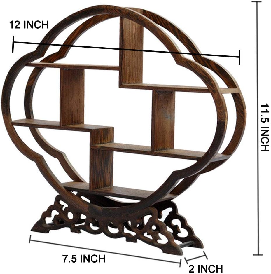 NWFashion Chinese Wooden Rosewood Display Stand Decoration 11" Curio Cabinets Shelf (Begonia)