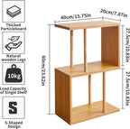 Aibiju 3-Tiered S-Shaped Side Table for Small Spaces, Freestanding Side Table, Sofa End Table, Narrow End Table, Suitable for Bedrooms Living Rooms Study Room, Natural Wood Color YD-ST003N