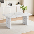 63" Marble Grain Dining Table, Modern Dining Table for 4/6, Dining Room Table?White, Easy Assembly