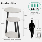 Kalrin Side Table, Small End Table with Metal Frame, 3-Tier Bedside Tables, Round Side Tables for Living Room Bedroom Couch Bathroom, Oval, White Maple