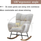 Modern Indoor Bedroom Rocking Chair with Cushion, Indoor Bedroom Upholstered Rocking Chair, Sofa Chair, Modern Lounge Chair for Balcony, for Balcony Living Room Bedroom,Emerging Green