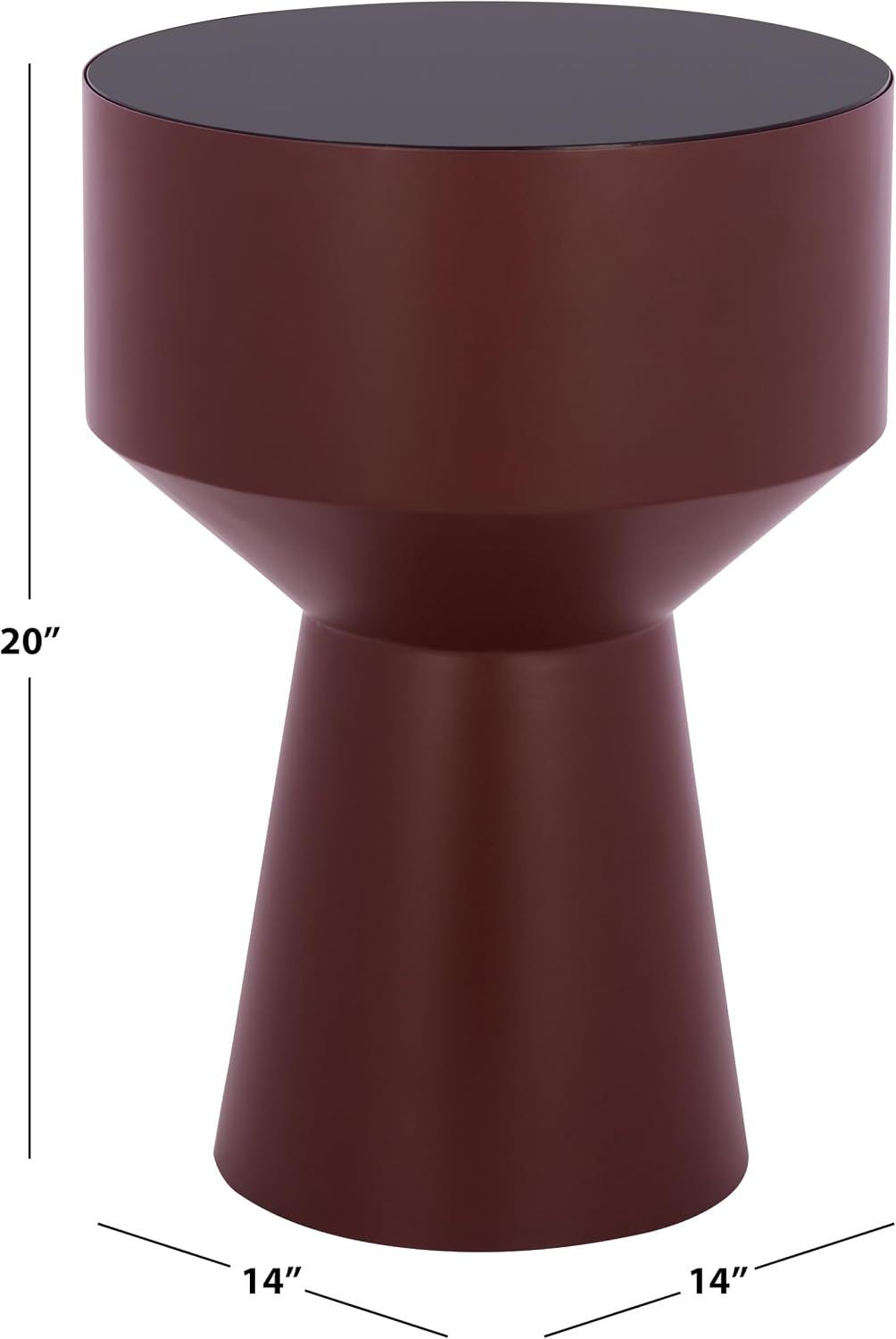 SAFAVIEH Home Collection - Sumiko Accent Table with Black Glass Top & Bordeaux Iron Base, Modern Sculptural Side Table, Fully Assembled (ACC3233B)