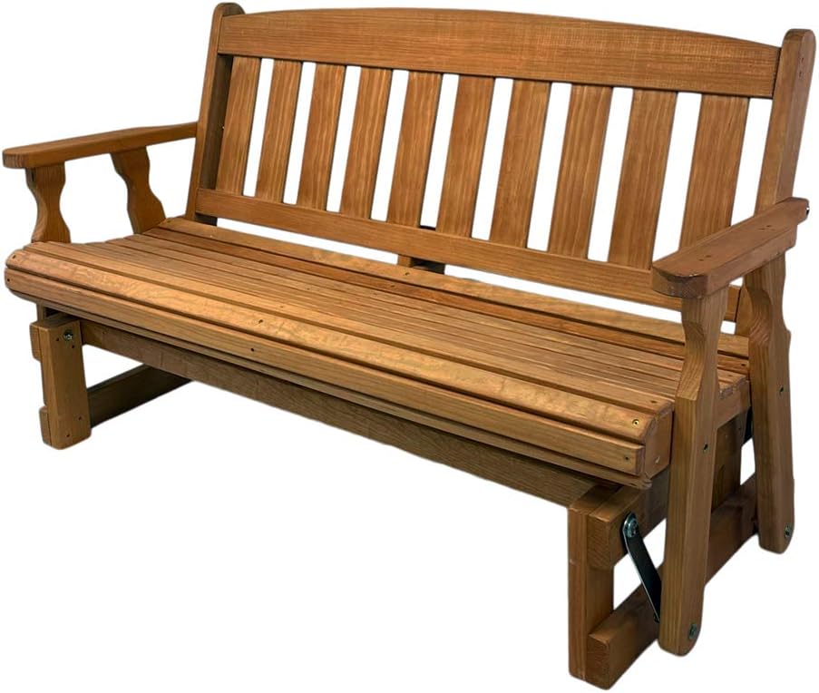 Amish Casual Heavy Duty 800 Lb Mission Pressure Treated Porch Glider (4 Foot, Cedar Stain)