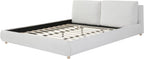 Merax King Boucle Platform Bed with 2 Removable Headboard Pillows, White