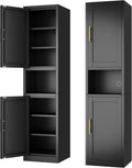 Ckzbx Tall Narrow Storage Cabinet 66.93" H Tall Bathroom Cabinet Metal Pantry Cabinets, 4 Adjustable Shelves for Kitchen, Home Office, Living Room, Dinning Room (16 inches Wide Black)