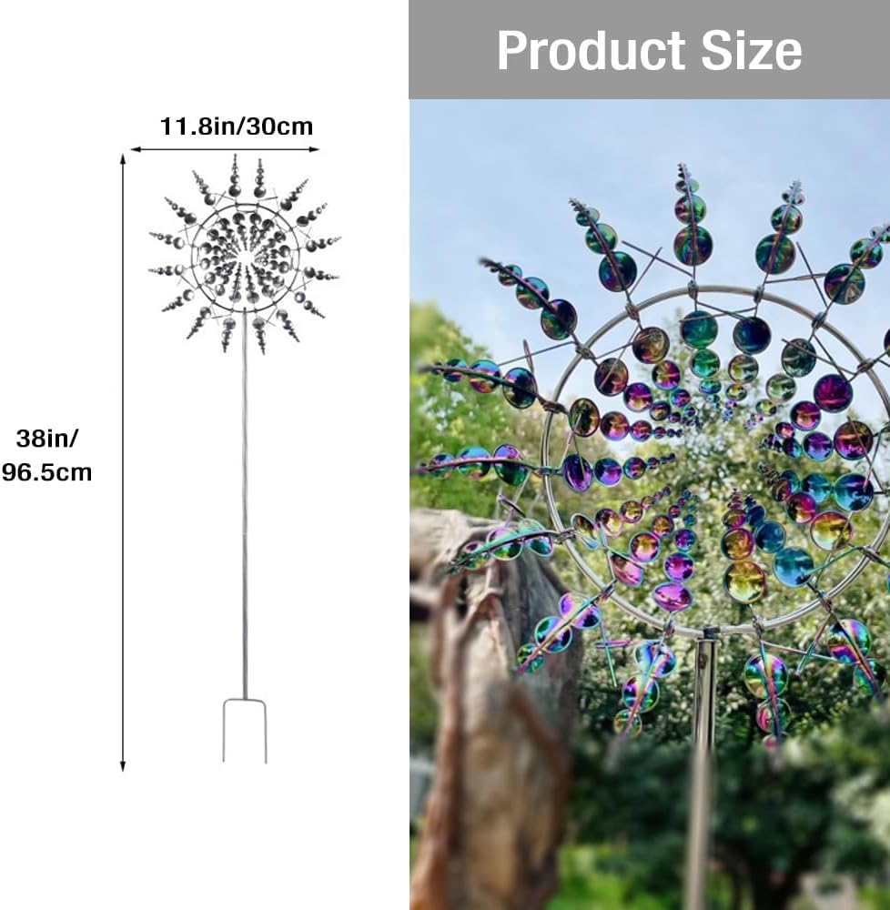 Wind Spinner，3D Patio and Garden Decor Outdoor Art Outside Decorations，Lawn Art Kinetic Windmill Craft Decorative Gift Women Mom Grandma Wife (Silver)