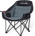 Abahub Camping Chairs Oversized Padded Heavy Duty Quad Foldable Portable Folding Chairs XL Lawn Chairs Wide Giant Big for Adults Support 500 lbs for Outdoors Black Grey
