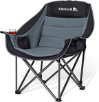 Abahub Camping Chairs Oversized Padded Heavy Duty Quad Foldable Portable Folding Chairs XL Lawn Chairs Wide Giant Big for Adults Support 500 lbs for Outdoors Black Grey
