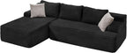 Hobestluk Couch Modular Sectional Sofa L-Shape Lounge Cloud Couch | Memory Foam,Washable Cover,No Assembly,Non-slip Base,Small Sectional Couches for Living Room | 96" Left Facing Chaise Black