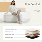 45.5" Storage Teddy Ottoman Bench Upholstered Fabric Bench Hidden Storage Chest with Slow-Close Safety Hinge for Bedroom, Living Room, Entryway, White