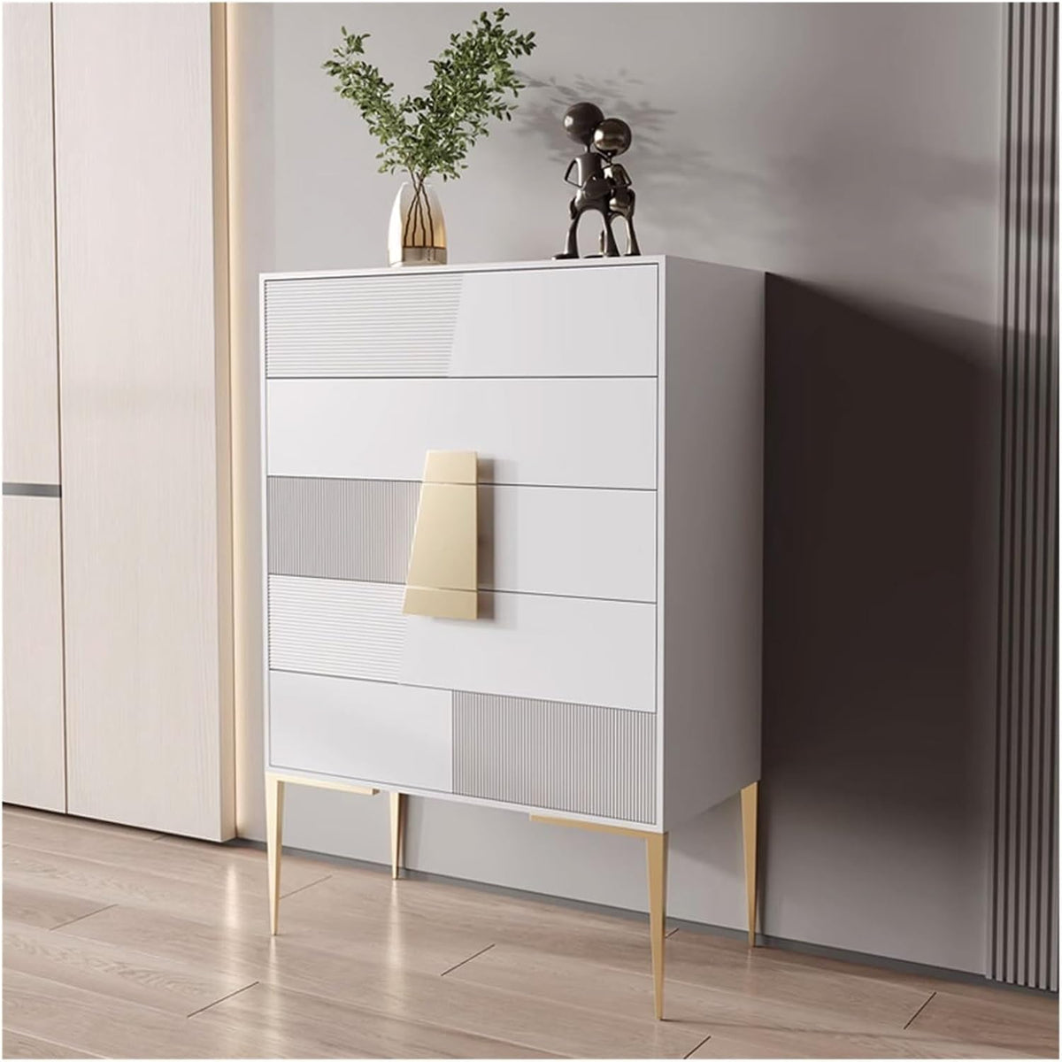 Entryway Cabinet Modern Sideboard Large Capacity Storage Cabinet Living Room Tall Solid Wood Drawer Storage Cabinet Sideboard Storage Cabinet(B)