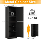 Ckzbx Metal Locker Tall Narrow Storage Cabinet, 67" H Locking Tool File Cabinets Snack Locker Organizer for School Classroom,Bedroom,Gym Home Office,Entryway and Hallway (20" W 2Door Black)