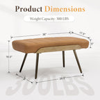 CIMOTA Mid-Century Modern Upholstered Bench, Channel Tufted Ottoman Bench with Solid Wood Trim and Bronze Metal Legs, 35.5" Accent Bench for Bedroom, Entryway, Living Room, End of Bed, PU Brown