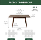 47’’-63’’ 100% Oak Extendable Dining Table, Solid Wood Folding Kitchen Table, Mid Century Modern Dinner Table for Kitchen, Apartment, Living Room (47''-63'' Walnut)