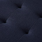 24KF Large Rectangular Upholstered Tufted Linen Fabric Ottoman Bench, Padded Bench with Solid Wood Shelf-Navy Blue