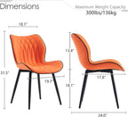 Kidol & Shellder Dining Chairs Set of 2, PU Leather Upholstered Kitchen Chairs with Back Armless, Mid Century Modern Side Chair for Dining Room, Living Room, Lounge, Restaurant, Orange