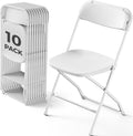 Plastic Folding Chair 10 Pack, White Foldable Chairs with 350 lbs Capacity, Indoor Outdoor Heavy Duty Metal Folding Chairs, Portable Chairs for Home, Office, Party, Wedding,Patio