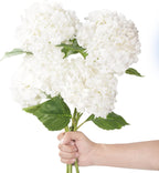 20" 4Pcs White Faux Hydrangea Flowers Real Touch Fake Hydrangeas Bouquet Hydrangea Artificial Flowers with Leaves Stems for Centerpiece Arrangements Wedding Party Home Décor