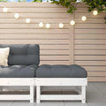 Outdoor Patio Footstool with Anthracite Cushion, White Solid Pine Wood Garden Ottoman, Modular Foot Rest for Deck Backyard Poolside