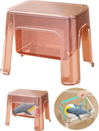 Step Stool Footstool Storage Ottoman Shoe Changing Stool for Laundry Household Bedroom, Pink