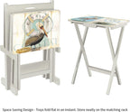 Cape Craftsmen Coastal Bird Folding TV Tray Tables - Shorebird-Themed Design, Perfect for Home, Patio, Beach Decor, Durable & Easy to Store