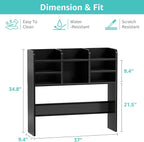 37" Black Desk Hutch Dorm Top Only with Sheves Felt Board for College