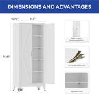 COFaR Metal Pantry Cabinet with Doors, Farmhouse 71'' Tall Storage Cabinet with 4 Adjustable Shelves, Kitchen Pantry Cabinet for Dinning Room, Laundry, Bathroom, Garage, White 5-Tier