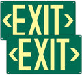 2Pack Photoluminescent Exit Sign Green - 14.25"x 7.5" Aluminum Glow In The Dark- Adhesive Backing- Includes 4pcs Removable Arrows