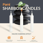 PAMI Traditional Shabbat Candle Sticks [12-Pack] - Unscented Taper Candles with 3 Hours Burning Time- Paraffin Shabbos Candles with Beautiful Flame- Tall Dinner Candles for Candlestick Holders