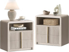 ModernMate Nightstand Set of 2, 23.6" Fluted Night Stand with 2 Drawer,Grey