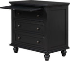 3-Drawer Storage Wood Cabinet, End Table Set of Two with Pull Out Tray As A Bedside Table, A Sofa Side Table, Or As A Decorative Piece for Living Room Or Study Room (Black-09)