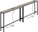 SUPERJARE 78.8 inch Narrow Behind Couch Table with 2 Charging Stations | 2 AC Outlets with USB-C Ports, Extra Storage Behind Sofa, Long Sofa Table Console Table for Entryway Living room,Oak